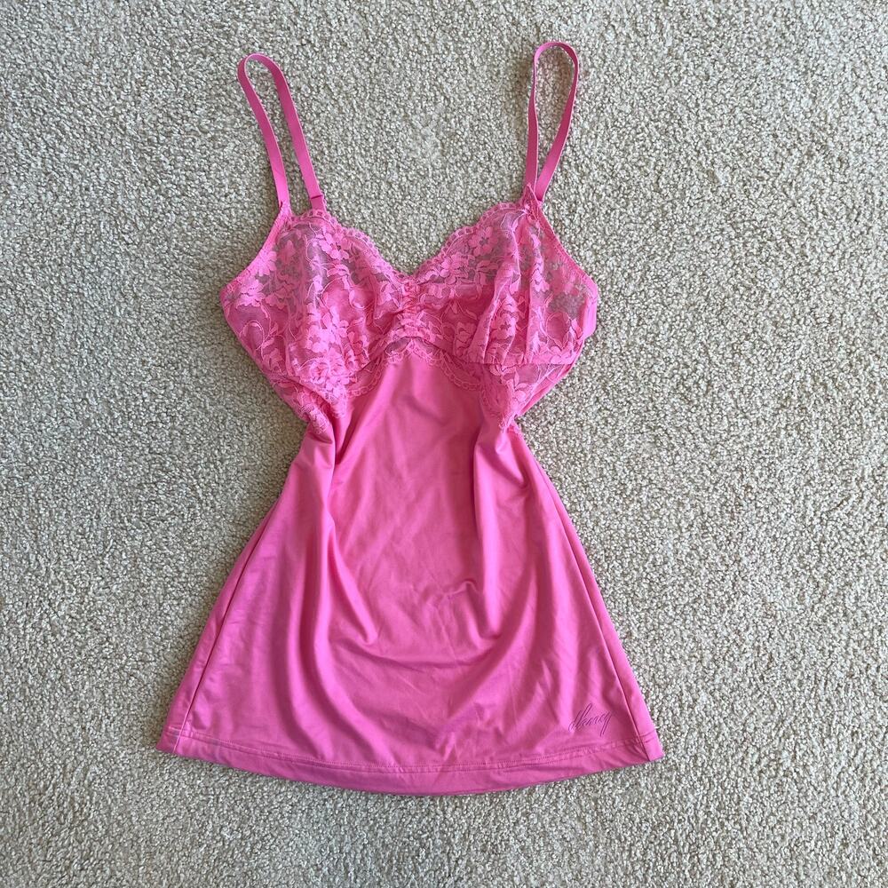 Y2K Pink Lace Cami Lingerie Style Slip - Size S